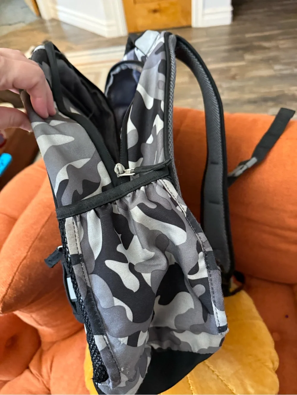 Pottery Barn Kids Grey Camo Backpack with Reflective Straps